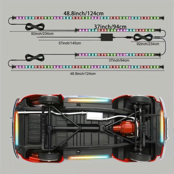 New RGB LED Strip Under Car Tube Underglow Underbody System Neon Light Kit APP - Picture 8 of 8